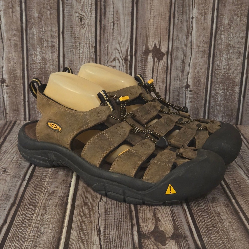 Sz 14 Mens Keen Newport H2 Bison Brown Leather Waterproof Sport Sandals VGUC